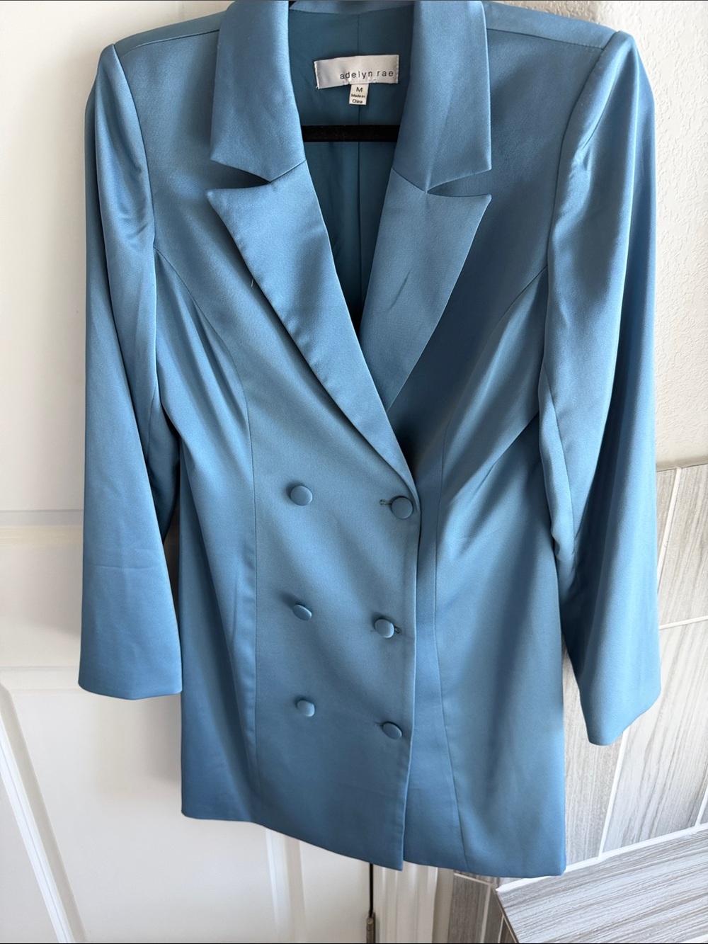 Adelyn Rae Double-Breasted Sky Blue Blazer